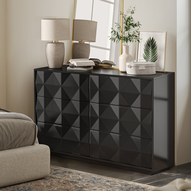 Crispa Modern 6-Drawer Dresser, Black
