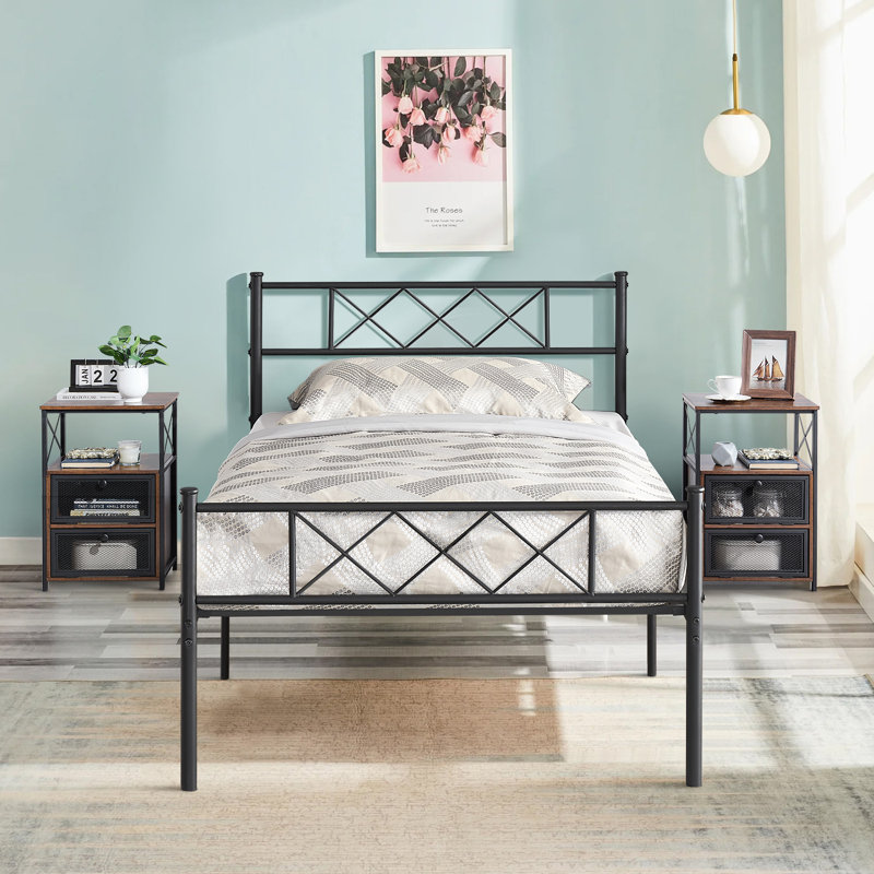 Ensemble de chambre à coucher moderne 3 pièces Kempst, Brun, Simple