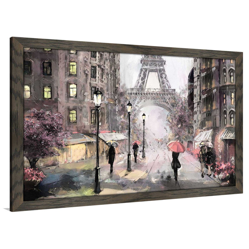 «Paris Streets II», reproduction encadrée, H 21,5 po x l 27,5 po x P 0,75 po, Cadre chocolat patiné