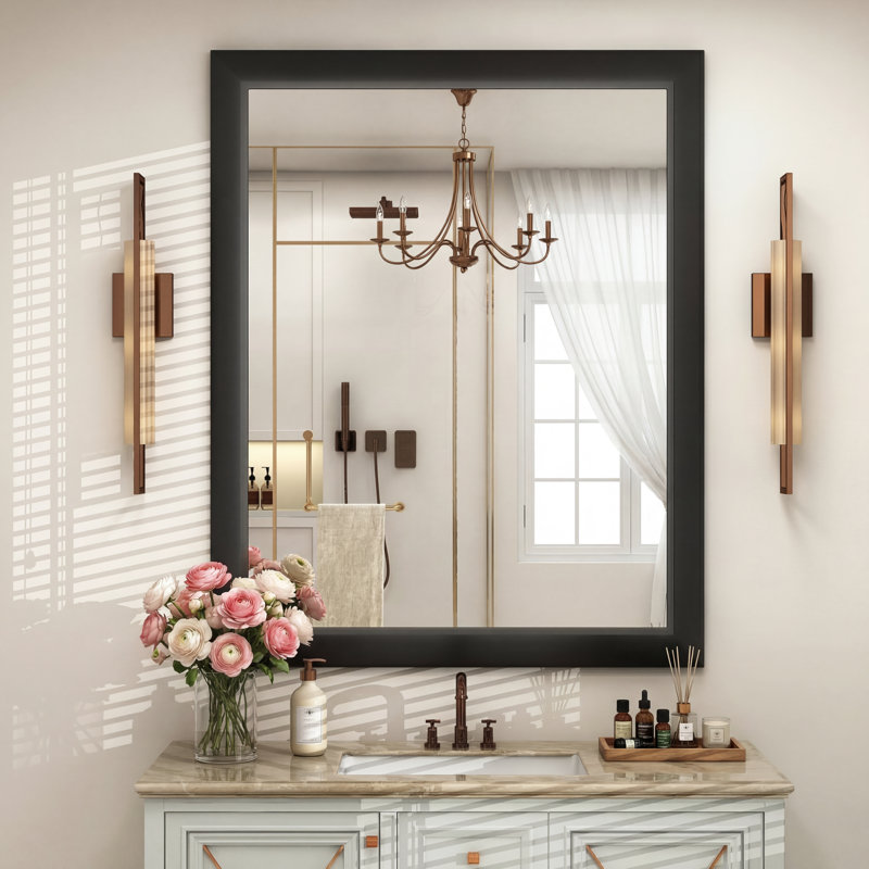 Lunara Belveled Edged Accent Rectangular Bathroom Wall Mirror with Tempered Glass & Rust-proof Aluminimn Framed, 36" x 30"