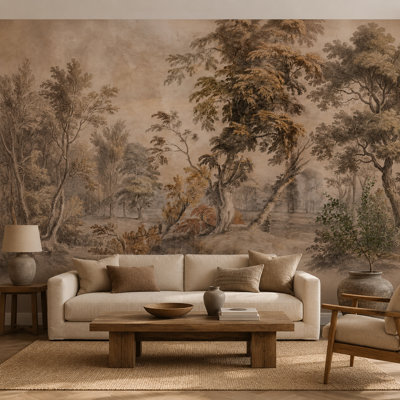 Murale rétro en sépia et taupe