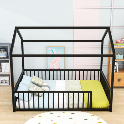 Metal Floor Bed With Safety Fence