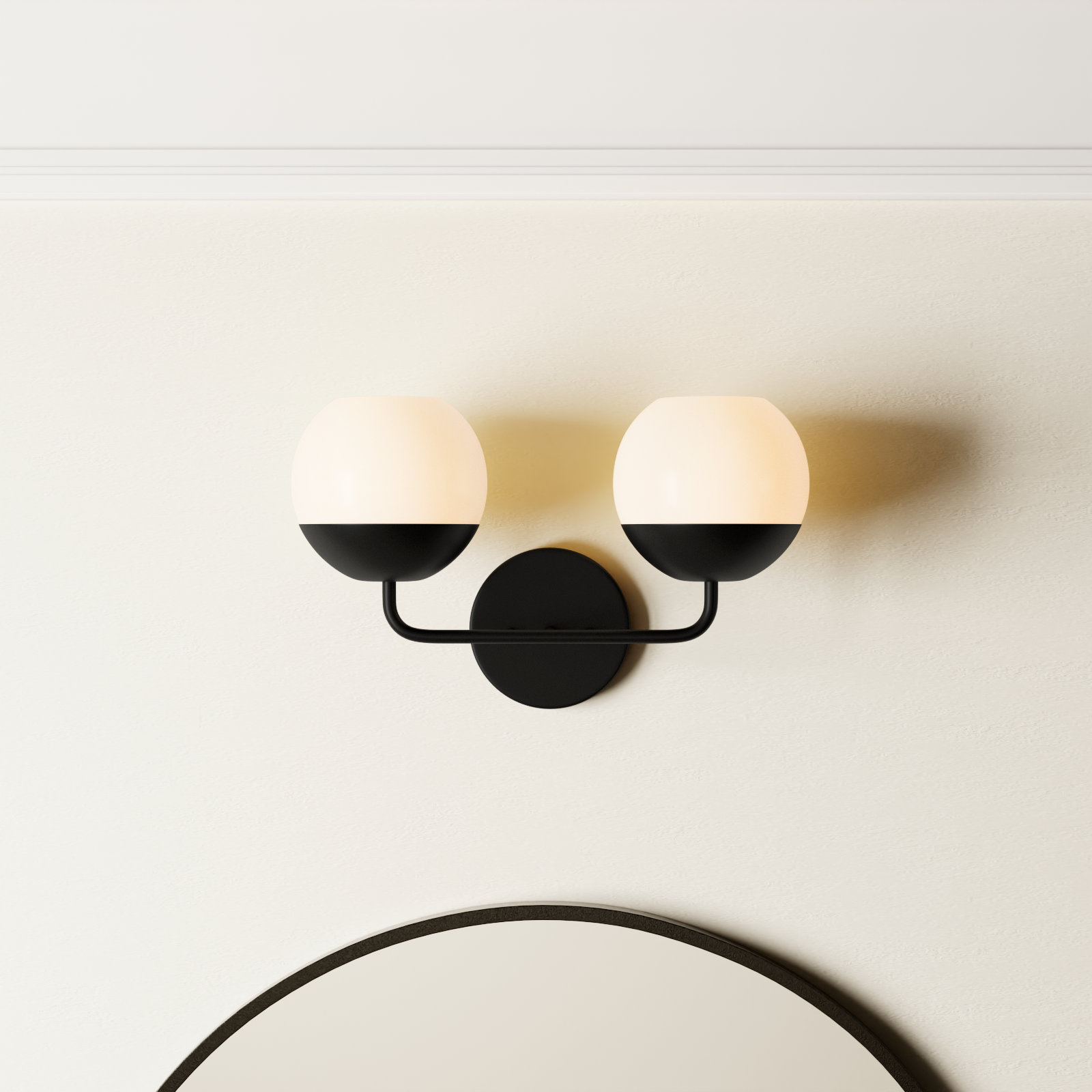 Avoca 2-Light Dimmable Vanity Light, Midnight Black