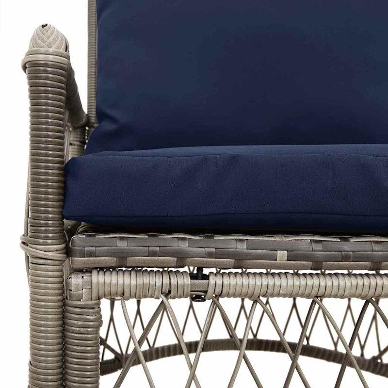 Outdoor Patio Dining Chair with Cushion, Grey, Navy