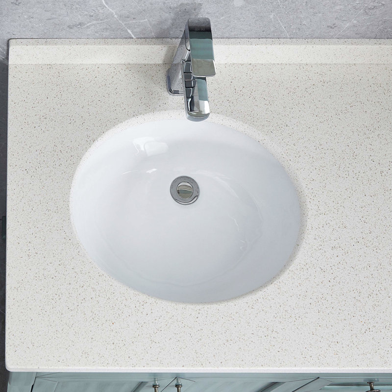 Lavabo de salle de bain ovale encastré blanc