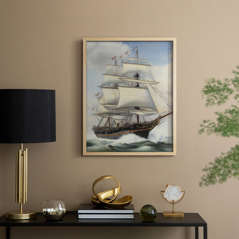 Reproduction encadrée NAUTICAL Series Lxxiv - bois massif, Naturel, H 21 po x l 17 po
