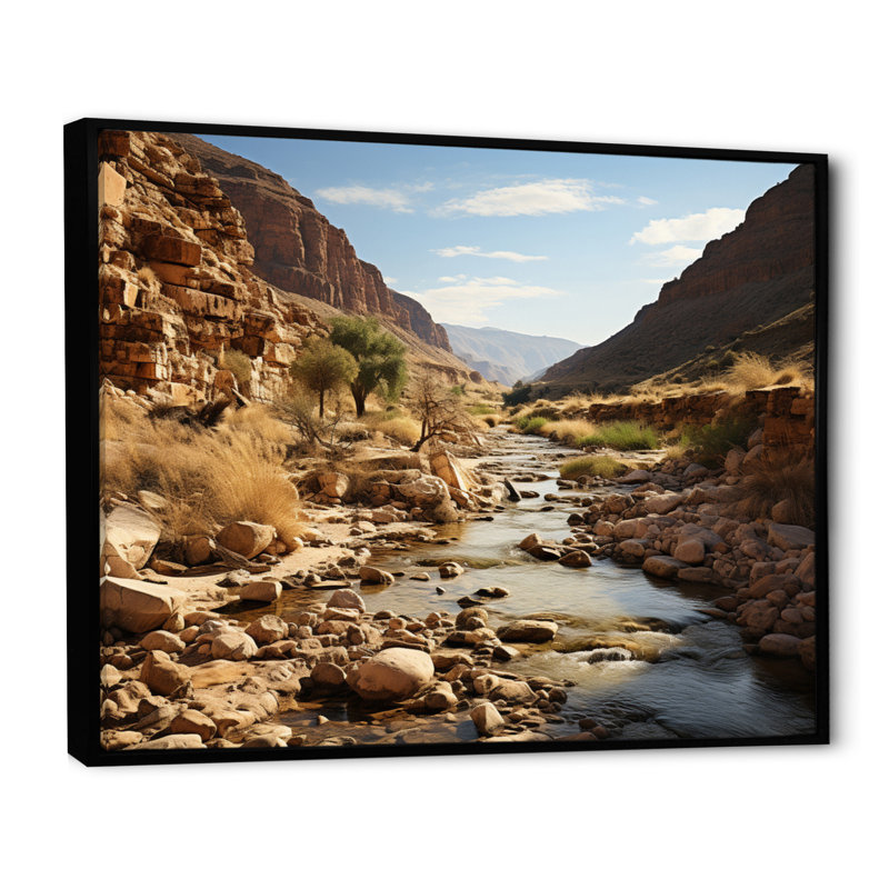 Désert oasis I sur toile, H 30 po x l 40 po x P 1,5 po, Cadre flottant noir
