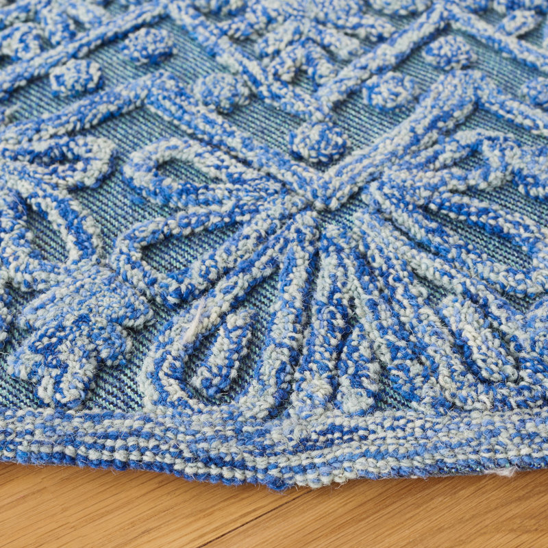 Scottsville Hand Tufted Performance Geometric Rug, Round 6'