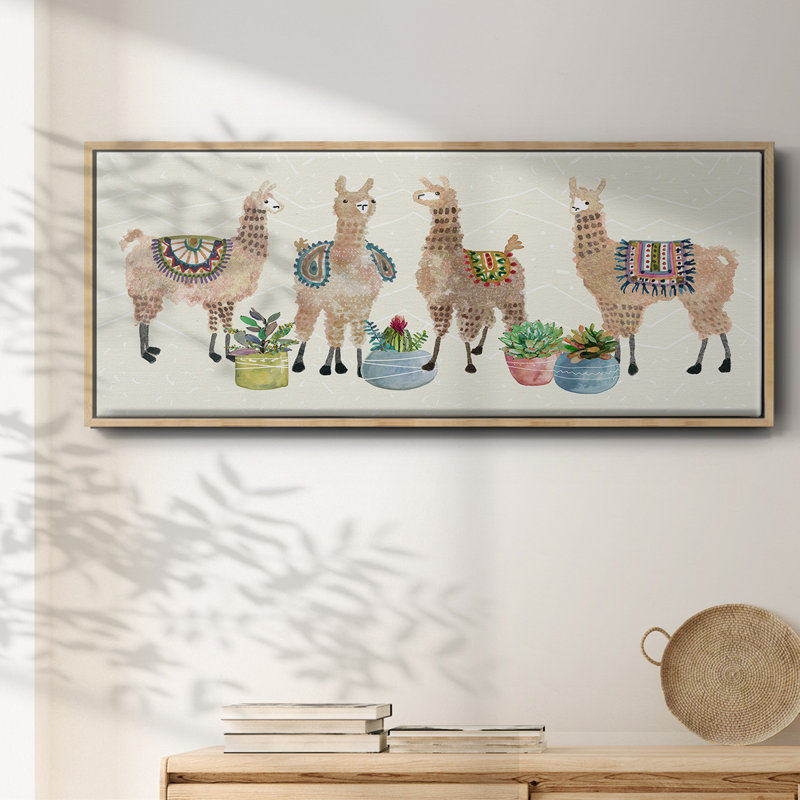 Llama Party- Framed Canvas