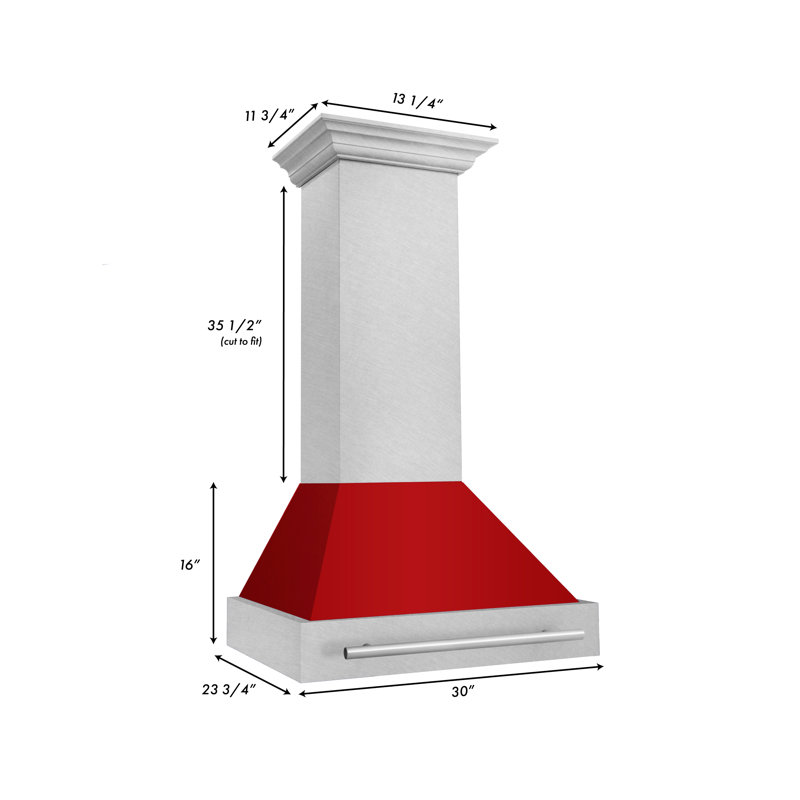 ZLINE 30" Fingerprint Resistant Stainless Steel Range Hood, Gloss Red