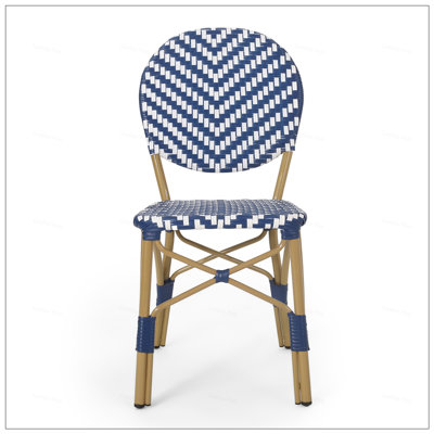 Outdoor PE Rattan And Aluminum French Armless Bistro Chairs, Set Of 2, Rust-Resistant And Durable For Patio Use