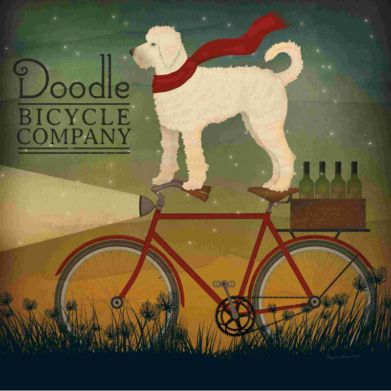 «White Doodle On Bike Summer» par Ryan Fowler - peinture sur toile tendue, H 20 po x l 20 po