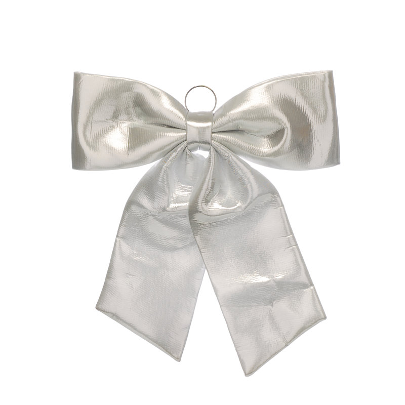 60cm silver metallic effect bow