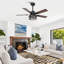 Ventilateur de plafond intelligent 42 po avec trousse d'éclairage et télécommande VacZon, moteur à courant continu réversible à 6 vitesses, pales en bois à double face, minuterie, tiges verticales de 6 po / 10 po, pour une utilisation intérieure / extérieure couverte-290956640