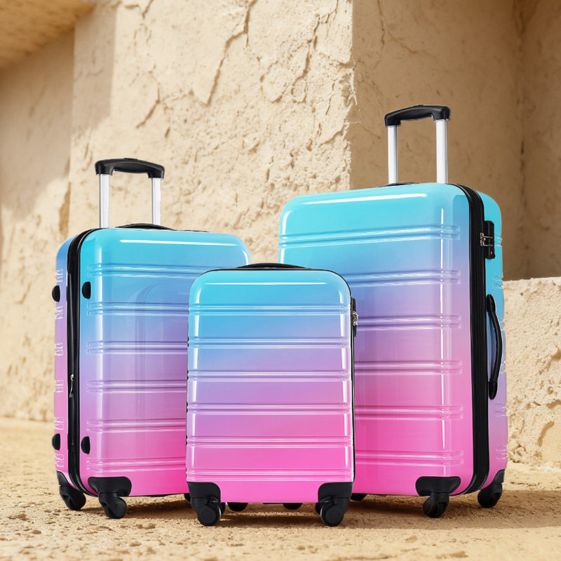 Hardshell Luggage Sets 3 Piece Gradient Color Expandable Suitcase with Spinner Wheels and TSA Lock Lightweight 20" 24" 28" Available