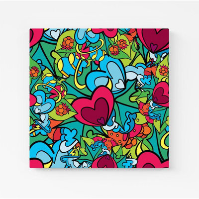 Hippie Psychedelic Pattern - Wrapped Canvas Print