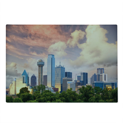 Ambesonne United States Cutting Board Large Size Dallas Skyline Multicolor