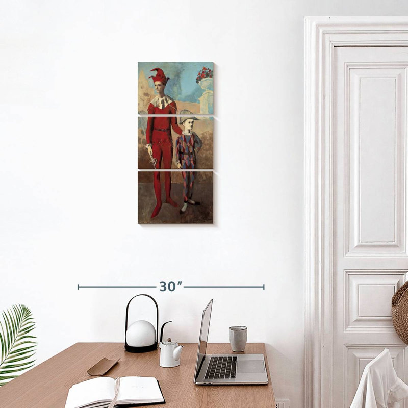 Acrobate et jeune arlequin, H 27 po x l 12 po
