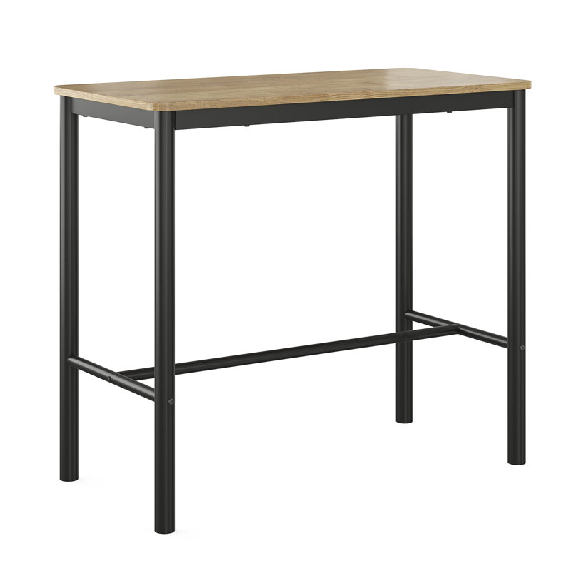 Metal Base Dining Table, Brown, Black