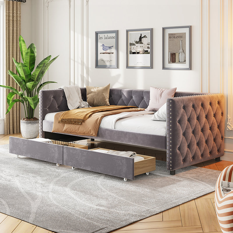Lit avec rangement 708, gris