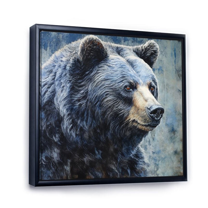 Décoration murale majestueuse Grizzly III - Ours, 24" H x 24" W, Cadre flottant noir
