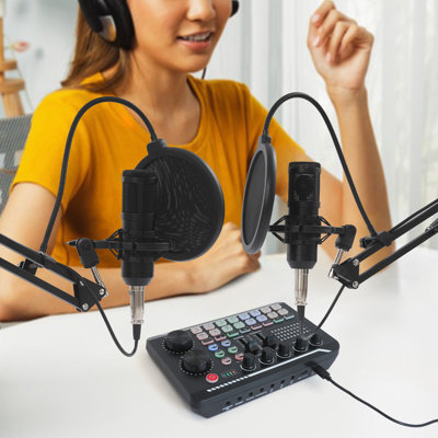 Ensemble de mixage audio tout-en-un en direct, carte son Bluetooth et ensemble de micros BM800 pour PC, téléphone intelligent et studio