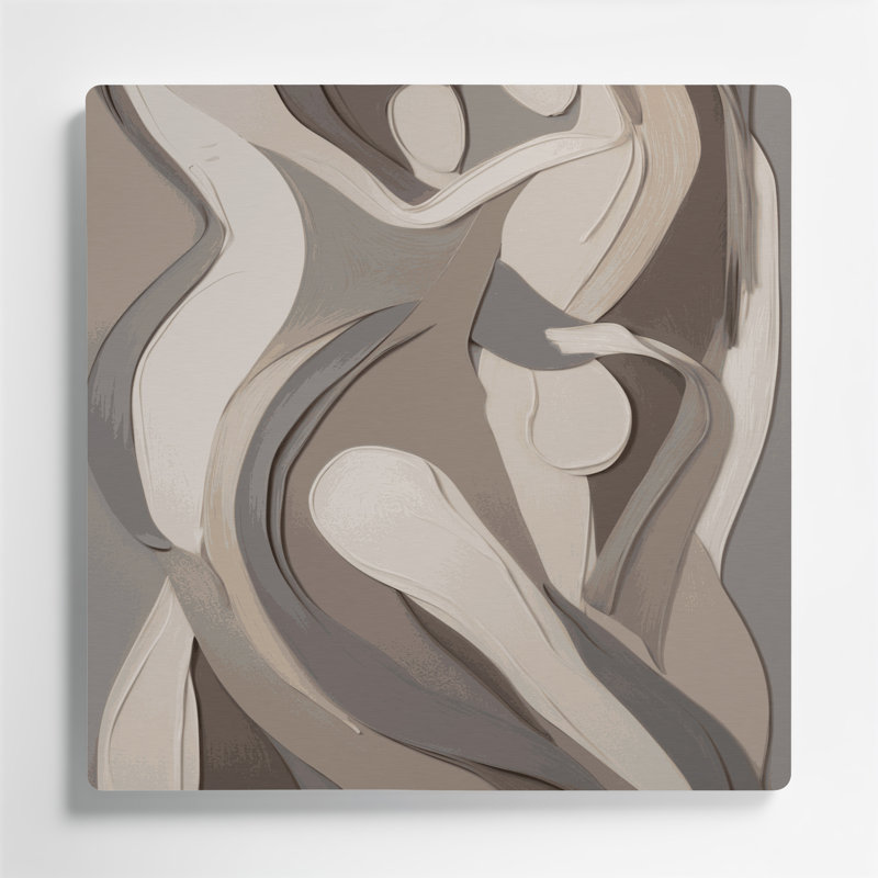 Abstrait art mural gris figuratif 26, H 12 po x l 12 po
