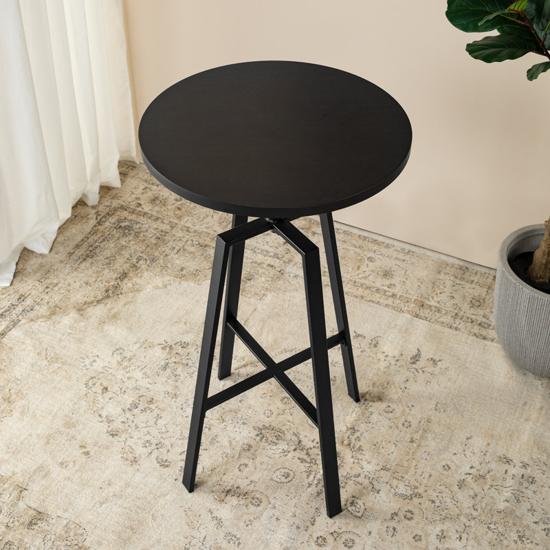 Carreira Modern Adjustable Round Bar Table Pub Table, Black