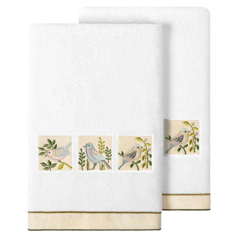 Ensemble de 2 serviettes de bain en coton turc, Blanc