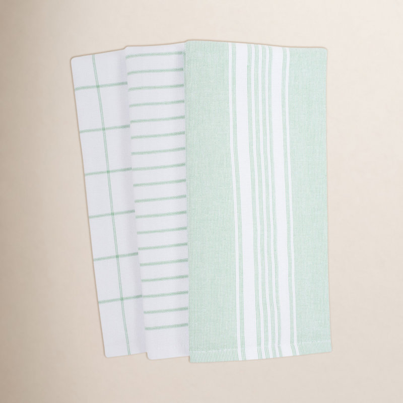 Damali Stripe Kitchen Towel Linen Set, Green