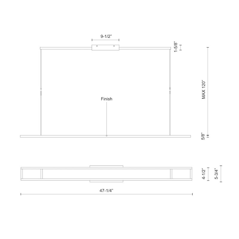Grid 1 - Light LED Pendant, 122.26" H x 47.25" W x 4.5" D, Brushed Nickel