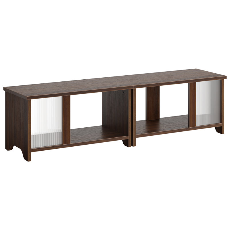 Clybourn 55" TV Stand For Tvs Up To 65" Modular TV Console Entertainment Center With LED Light Ample Storage And Fluted Doors