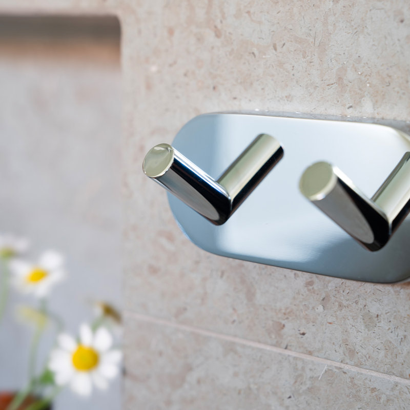 Patère double collection Home , Chrome poli