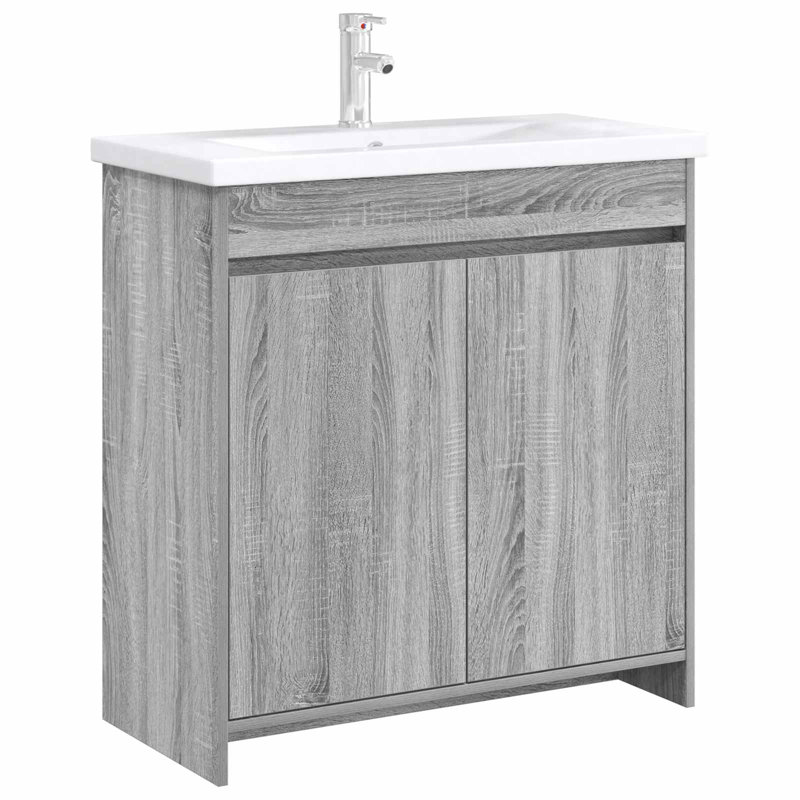 78.5cm Bathroom Vanity Base Only, Grey Sonoma