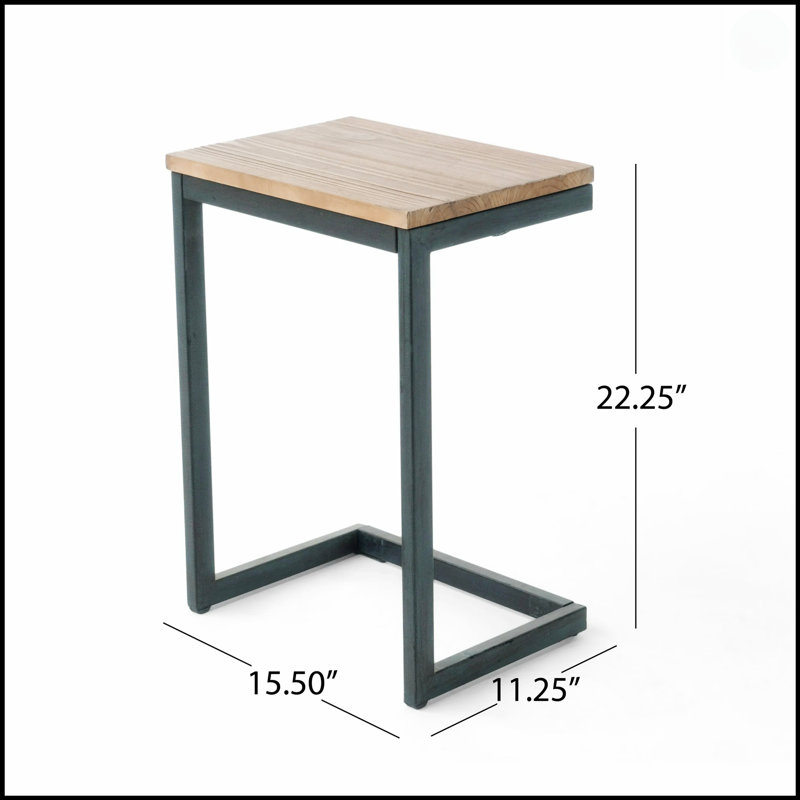 Table d'appoint en fer antique avec plateau en bois naturel, parfaite pour un décor élégant et fonctionnel.