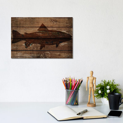 Fish Silhouette On Wood by Denise Brown - Gallery-Wrapped Canvas Giclée on Canvas