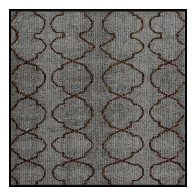 Tapis gris en treillis lavable à la machine, Carré 8 pi
