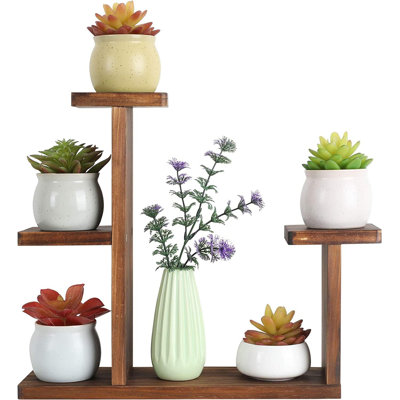 Support de plante en bois de bureau pour petite plante de fenêtre