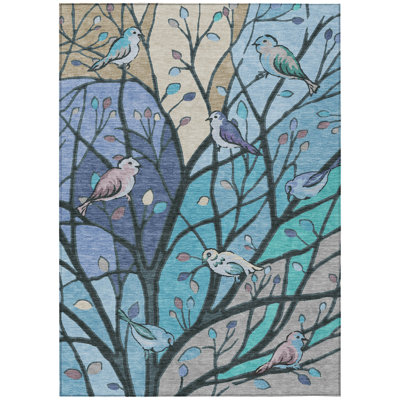 Machine Washable Indoor/Outdoor Adalaide ACN2336 Botanical Rug