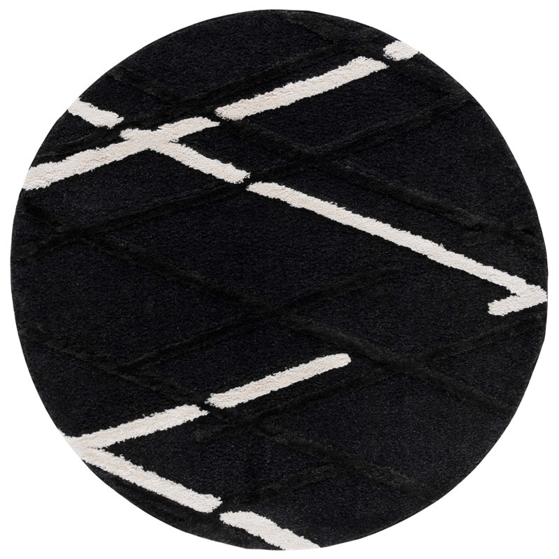 Hi-Lo Shag Performance Abstract Rug, Round 6'7"