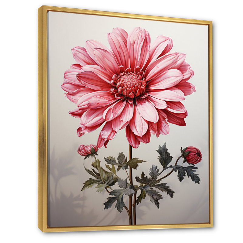 Flower Sublime Simplicity - Impression sur toile florale, Cadre flottant doré, H 44 po x l 34 po x P 1,5 po
