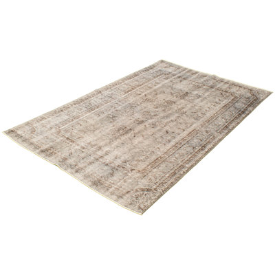 Tapis décoratif gris en laine noué à la main de conception unique 5 pi 8 po x 9 pi 5 po Derolus noué à la main