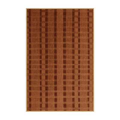 Machine Washable Checkered Brown Area Rug