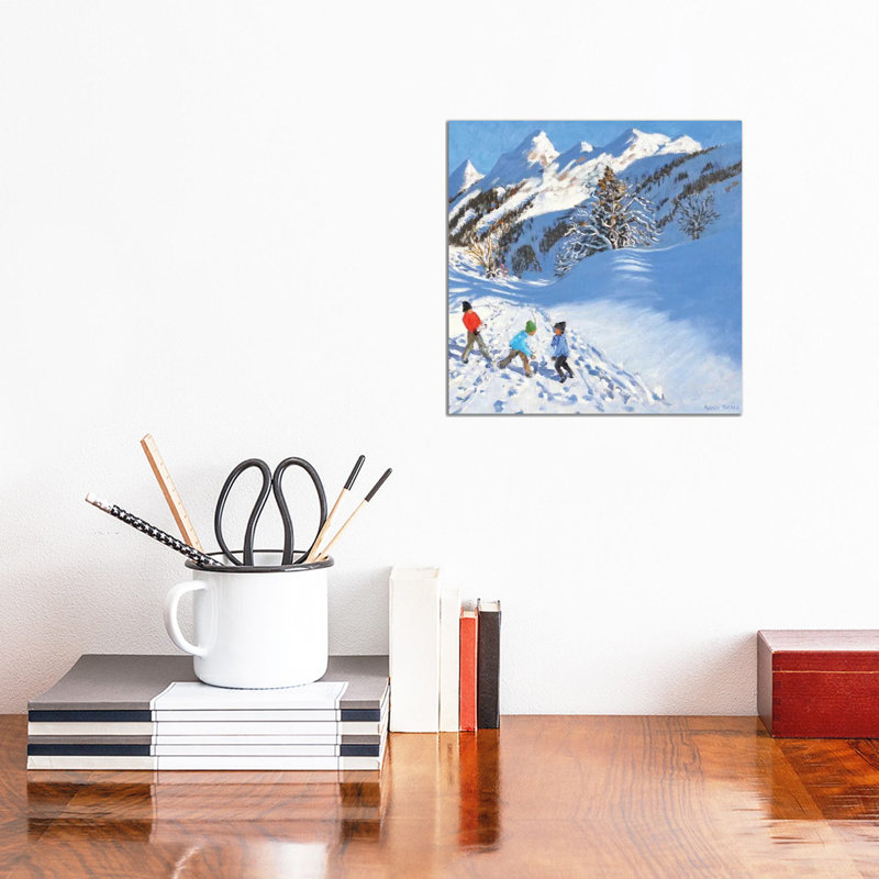 Snowballing, La Clusaz, France by Andrew Macara - Wrapped Canvas Painting, 30.48 cm H x 30.48 cm W
