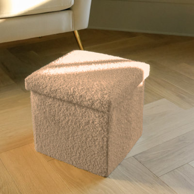  Go-Poufs Knock-Down Small Cube Teddy Boucle Storage Ottoman | 12"x12"x12" |