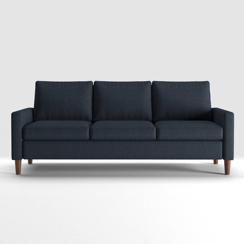 73.2" Space-Saving Storage 3-Seater Sofa, Solid Wood Legs &Removable backrest,Polyester Blended Modern Couch, Navy Blue, Blue