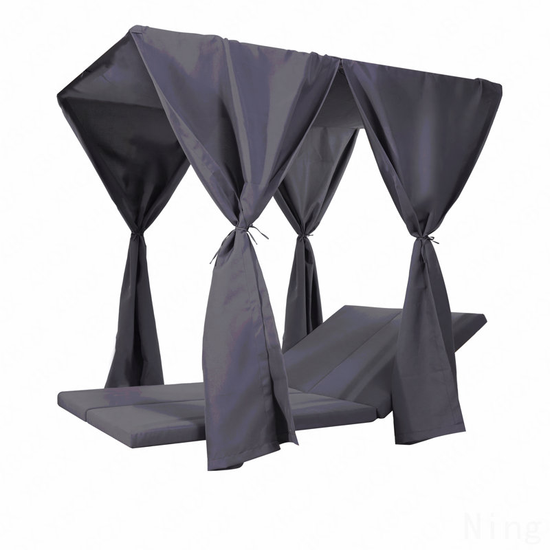 Daybed Cushion & Curtains, Dark Gray