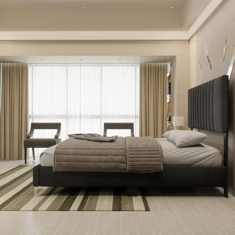 Lit en velours Scandia., Grand, Gris, Argent