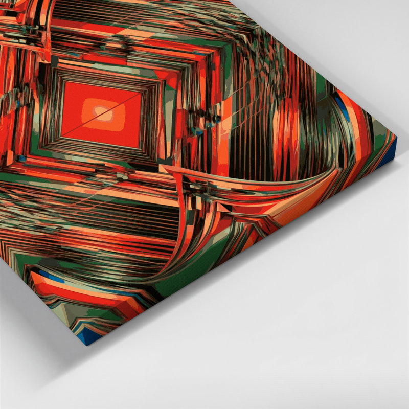 Art mural sur toile rouge Op Art, 32" H x 32" W