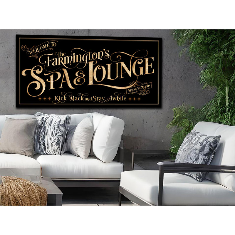 Nom de famille Spa & Lounge personnalisé sur métal, H 10 po x l 20 po x P 0,04 po, Oui